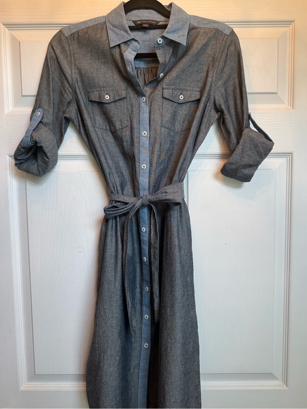 Brooks Brothers Chambray Midi Shirt Dress in Blue-Black